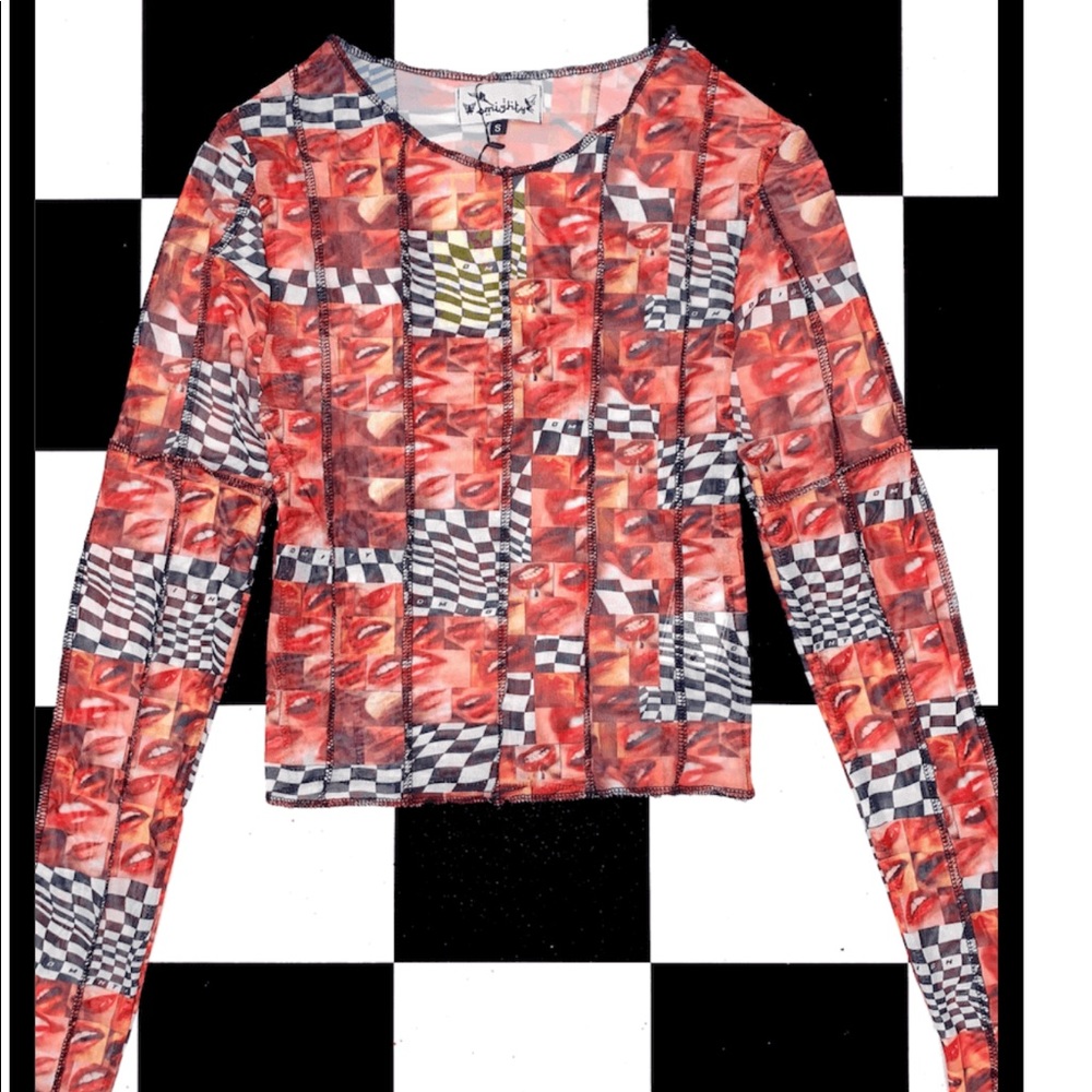 NWT Omighty Lips Mesh Top